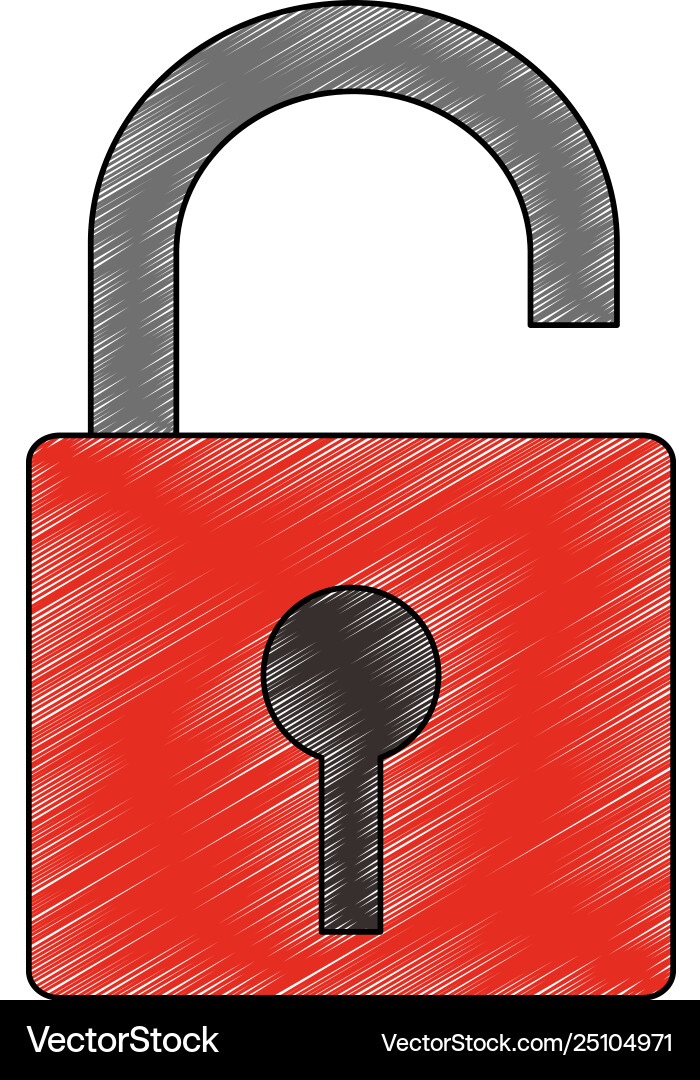 Padlock unlocked isolated scribble Royalty Free Vector Image