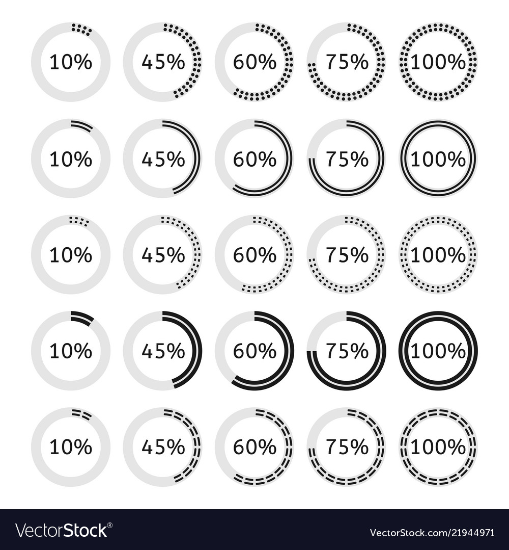 Set of circular load bar vector image Set of circular load bar