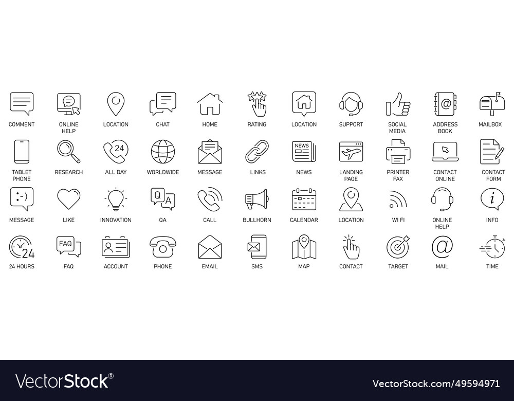 Set of simple contact us icons for web and mobile vector image Set of simple contact us icons for web and mobile
