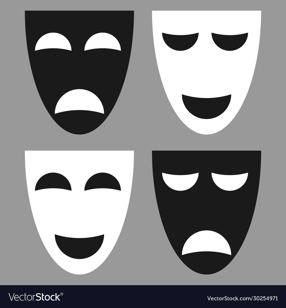 Theatrical masks - set isolated tragedy vector image Theatrical masks - set isolated tragedy
