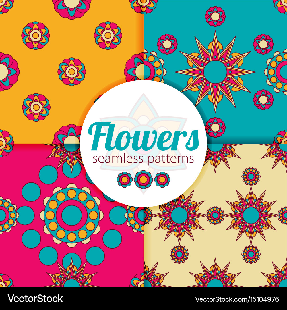 Abstract flowers seamless patterns Royalty Free Vector Image