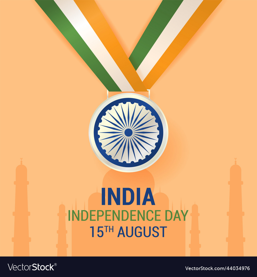 Ashoka chakra medal on with flag indian Royalty Free Vector