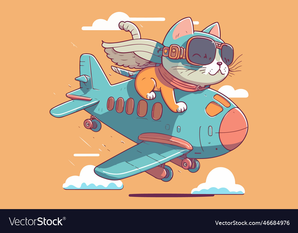 Cat riding a plane Royalty Free Vector Image - VectorStock