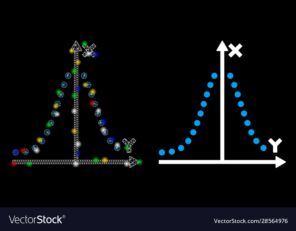 Flare mesh carcass gauss plot icon with vector image Flare mesh carcass gauss plot icon with
