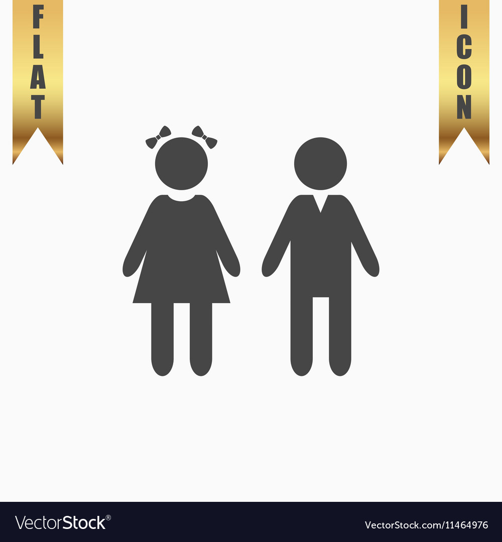 Girl and boy icon on background