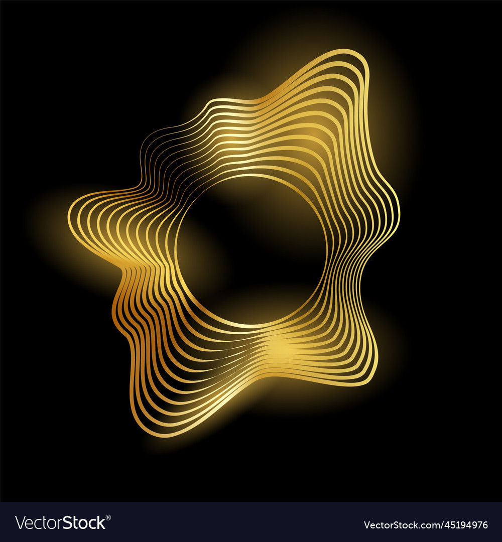 Golden ripple linear abstract element for design vector image Golden ripple linear abstract element for design