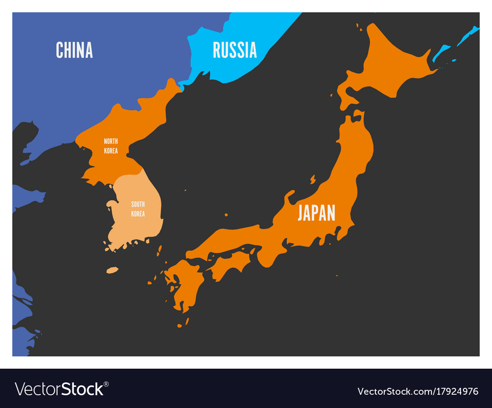 Map of south korea north korea and japan Vector Image