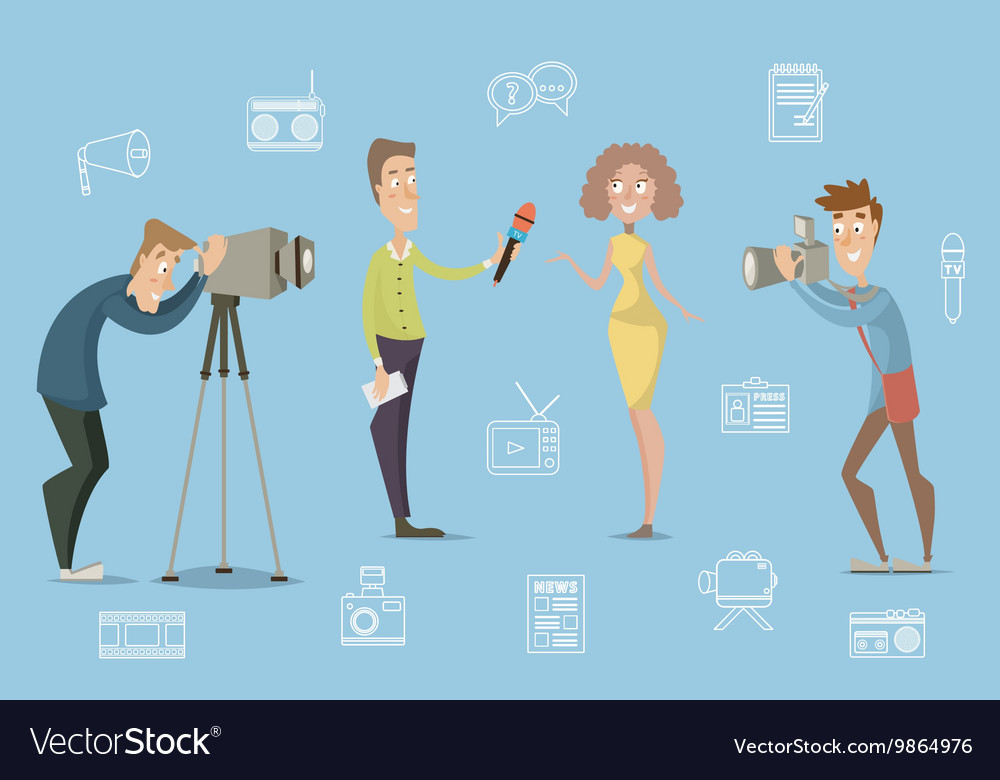 Mass media concept design live news Royalty Free Vector