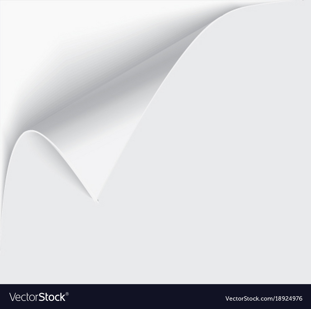 Page curl with shadow on a blank sheet of paper