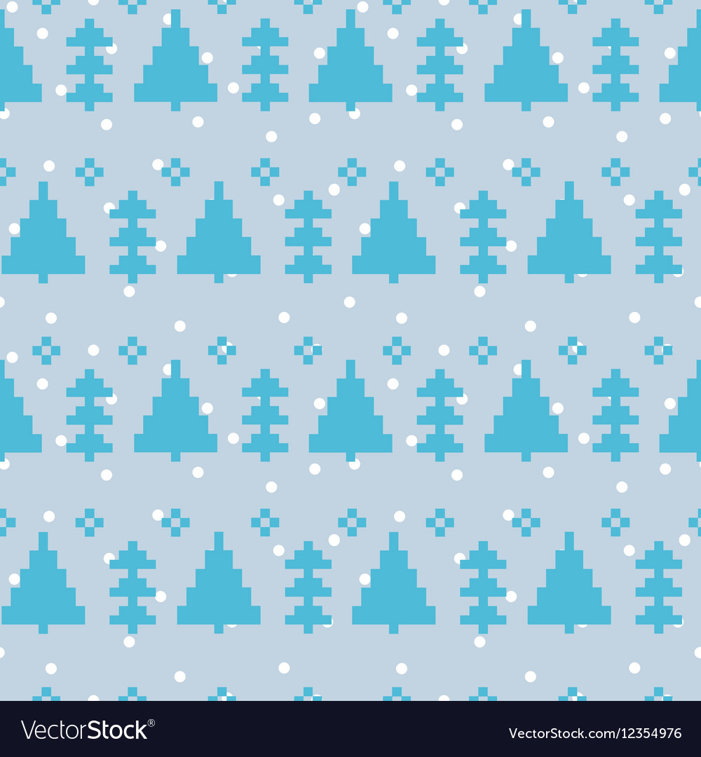 Seamless pattern with new year 8 bit trees