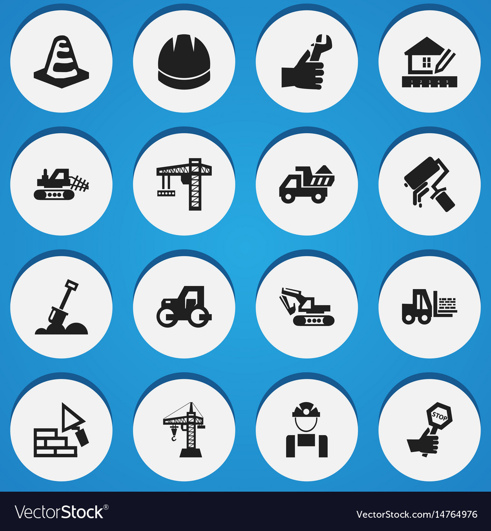 Set of 16 editable building icons includes