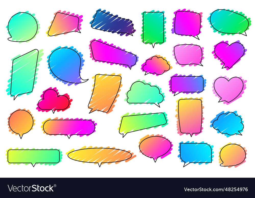Set of colorful gradient strokes speech bubbles