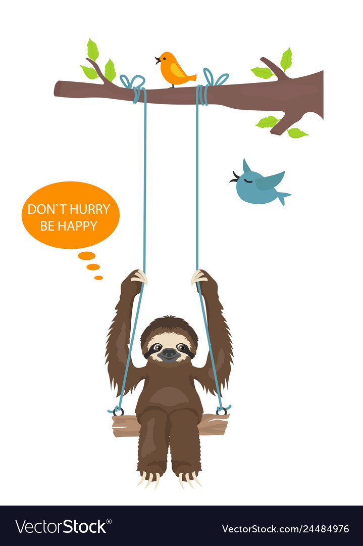 Story of one sloth outdoors funny cartoon Vector Image Story of one sloth outdoors funny cartoon Vector Image