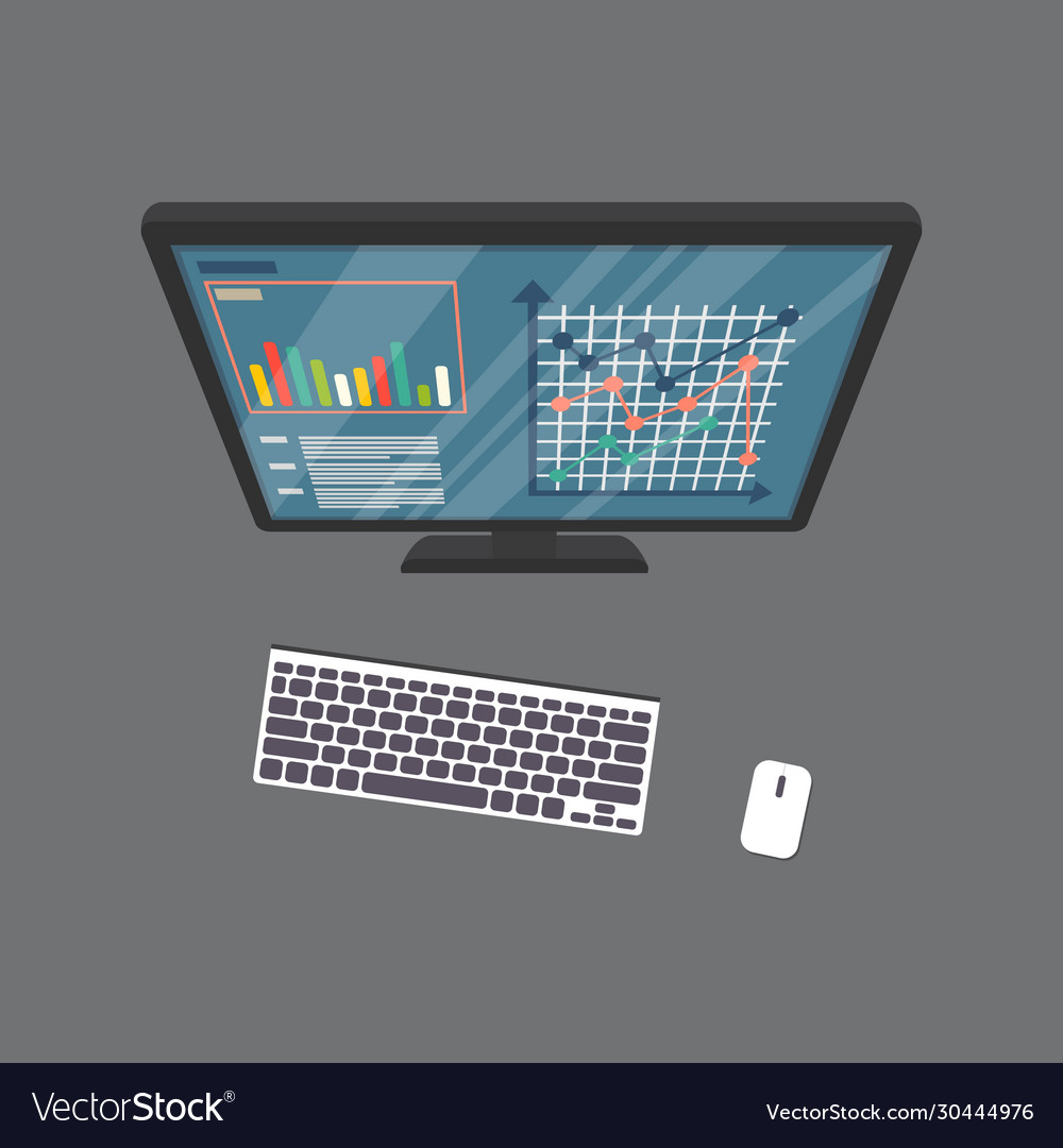 Top view monitor keyboard and mouse