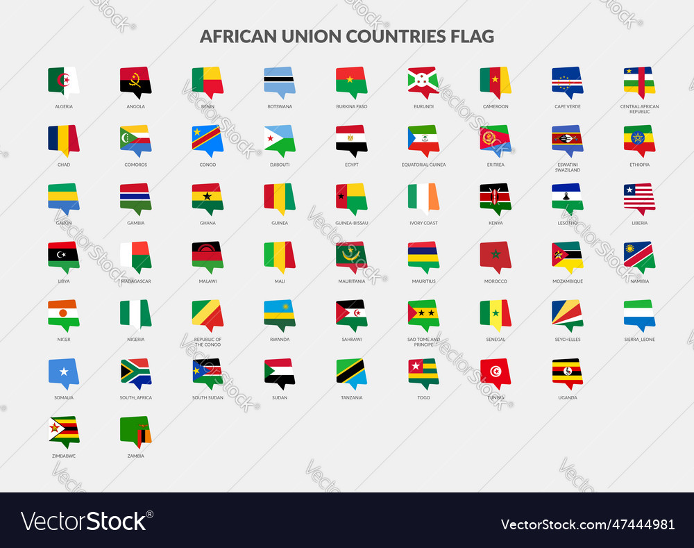 African union countries flag chat icons set vector image African union countries flag chat icons set