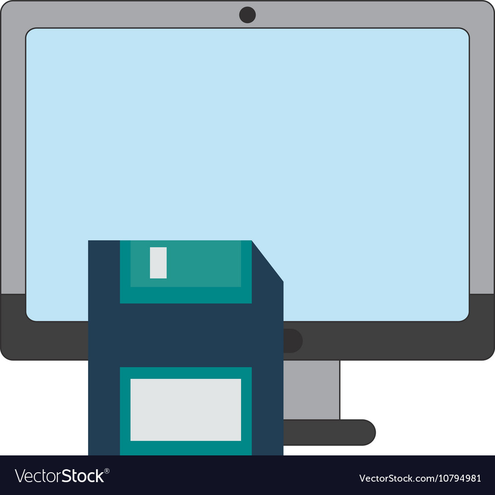 Computer and floppy disk icon