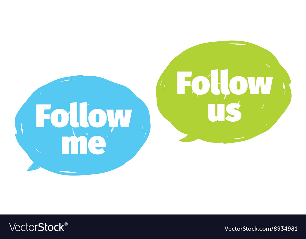 Follow me us labels design Royalty Free Vector Image