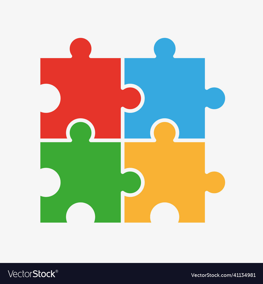 Four pieces of puzzle together icon Royalty Free Vector