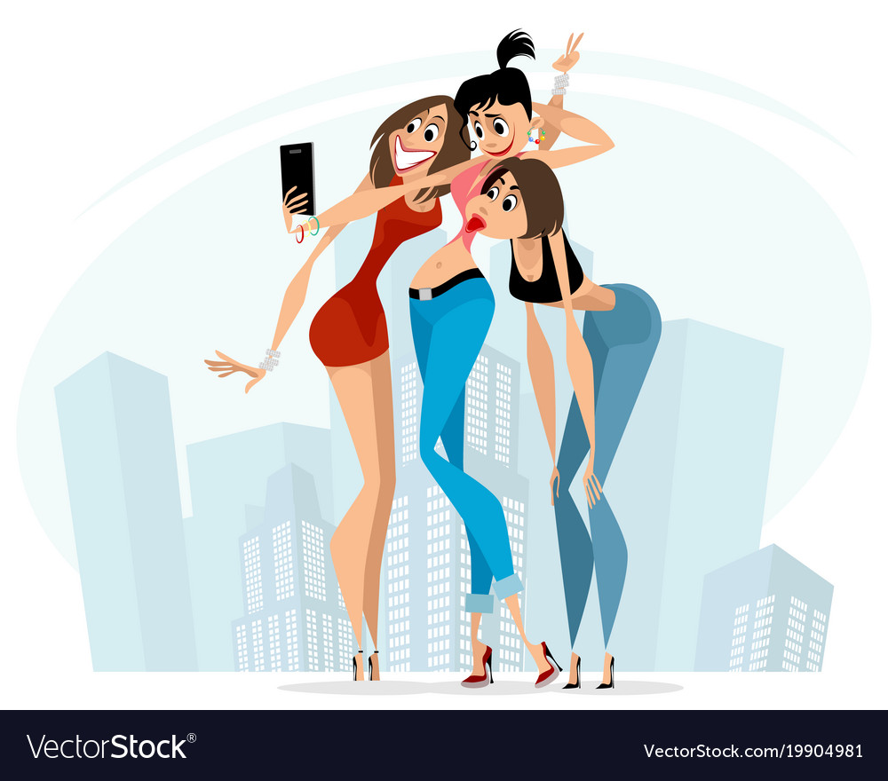 Girls making selfie