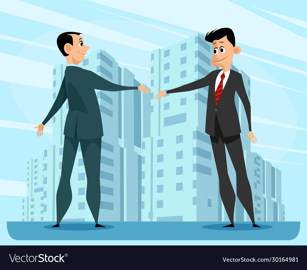 Greeting handshake business men