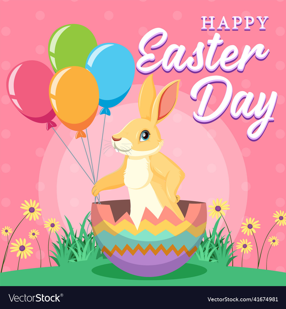 Happy easter design with bunny in egg