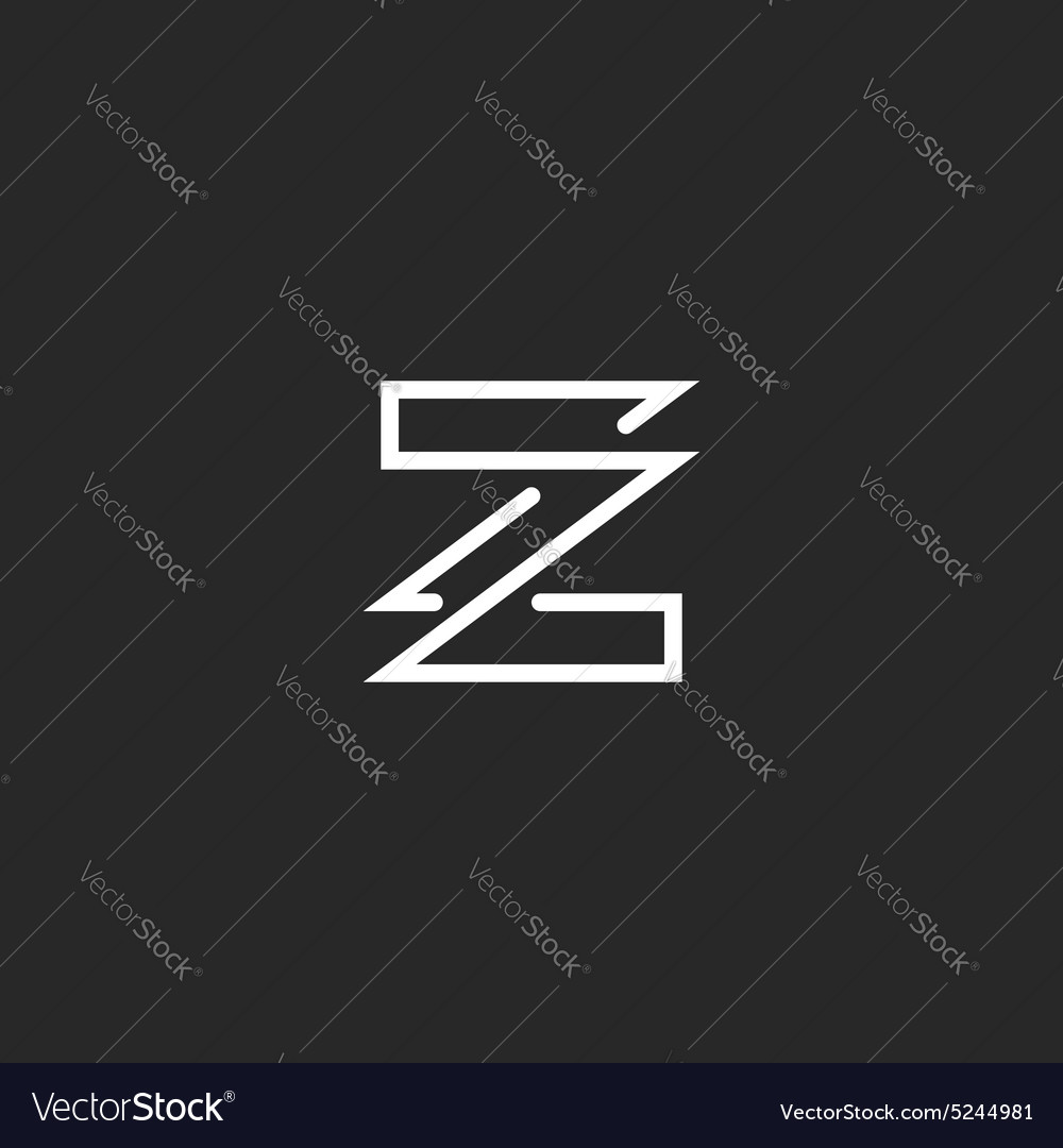 Letter z logo mockup monogram overlapping style Vector Image