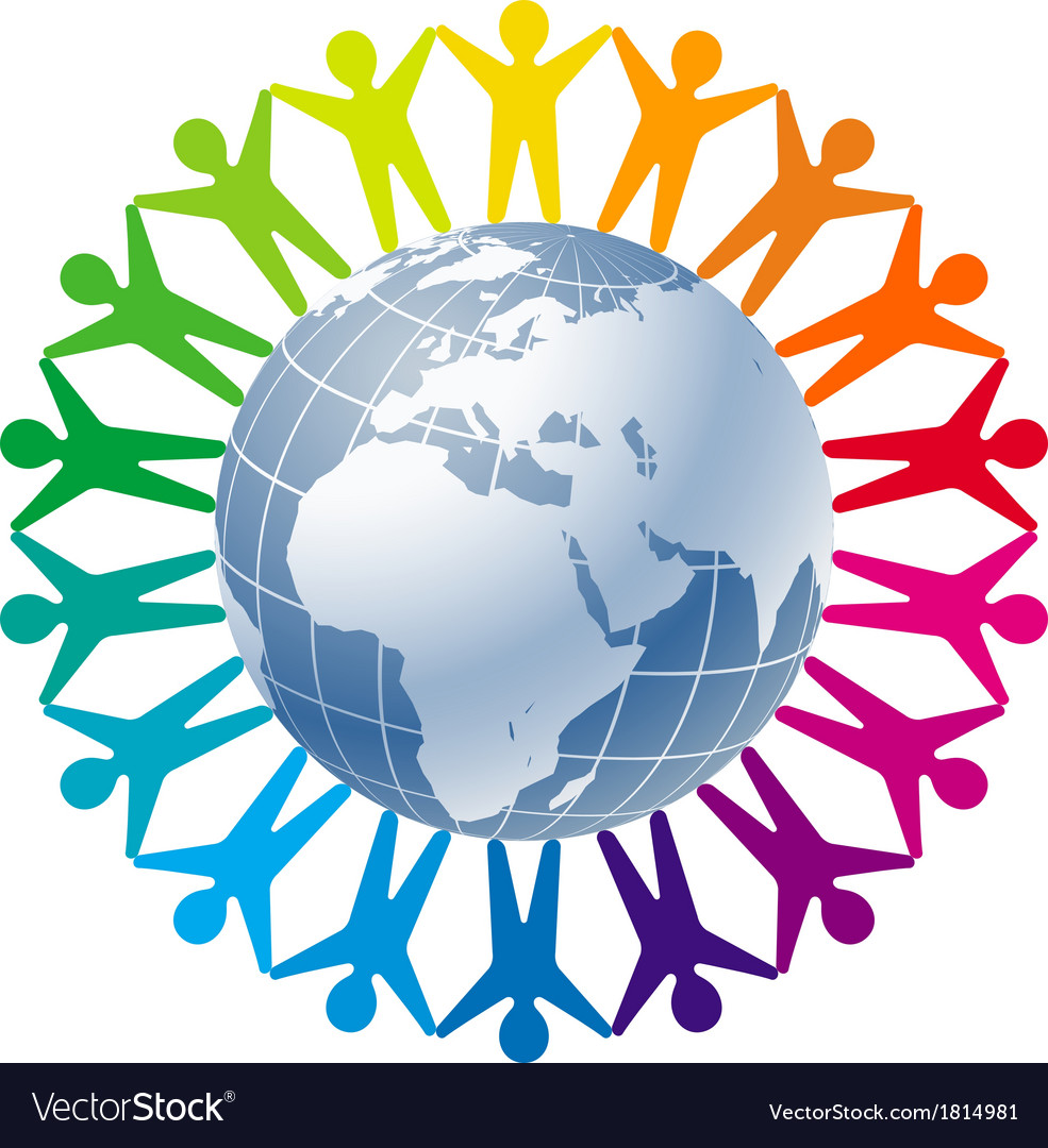 People joined around globe Royalty Free Vector Image