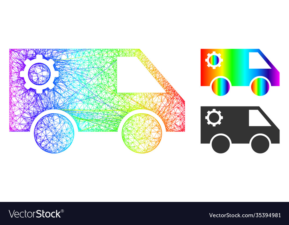 Rainbow net mesh gradient service car icon vector image Rainbow net mesh gradient service car icon