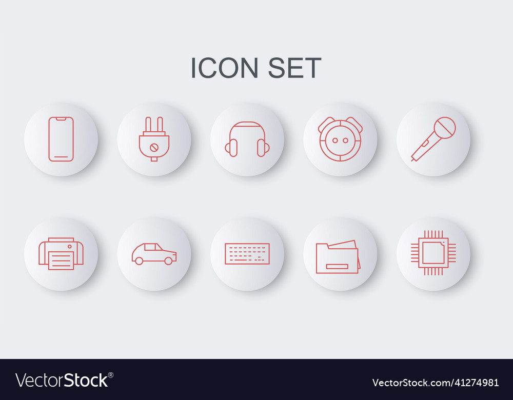 Set line processor with microcircuits cpu printer vector image Set line processor with microcircuits cpu printer