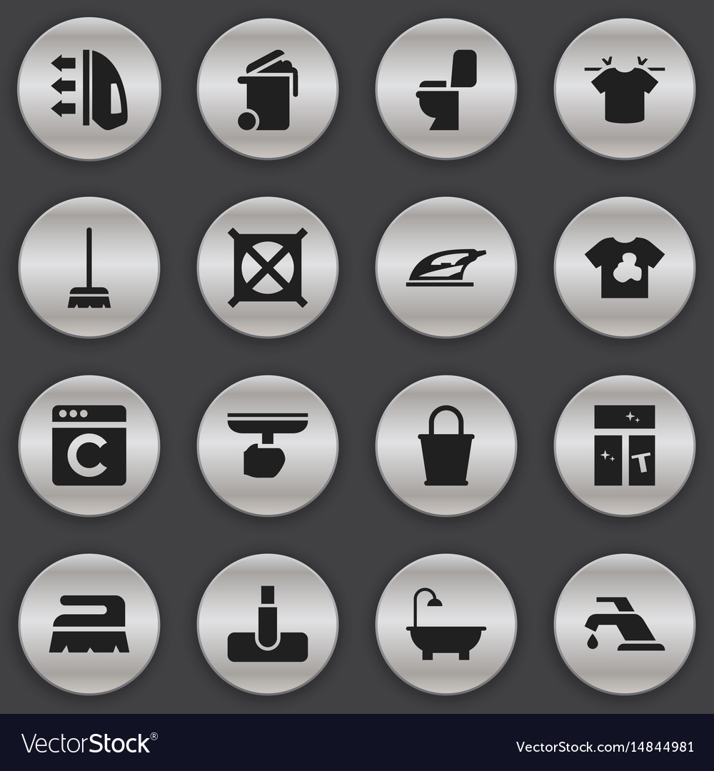 Set of 16 editable cleanup icons includes symbols