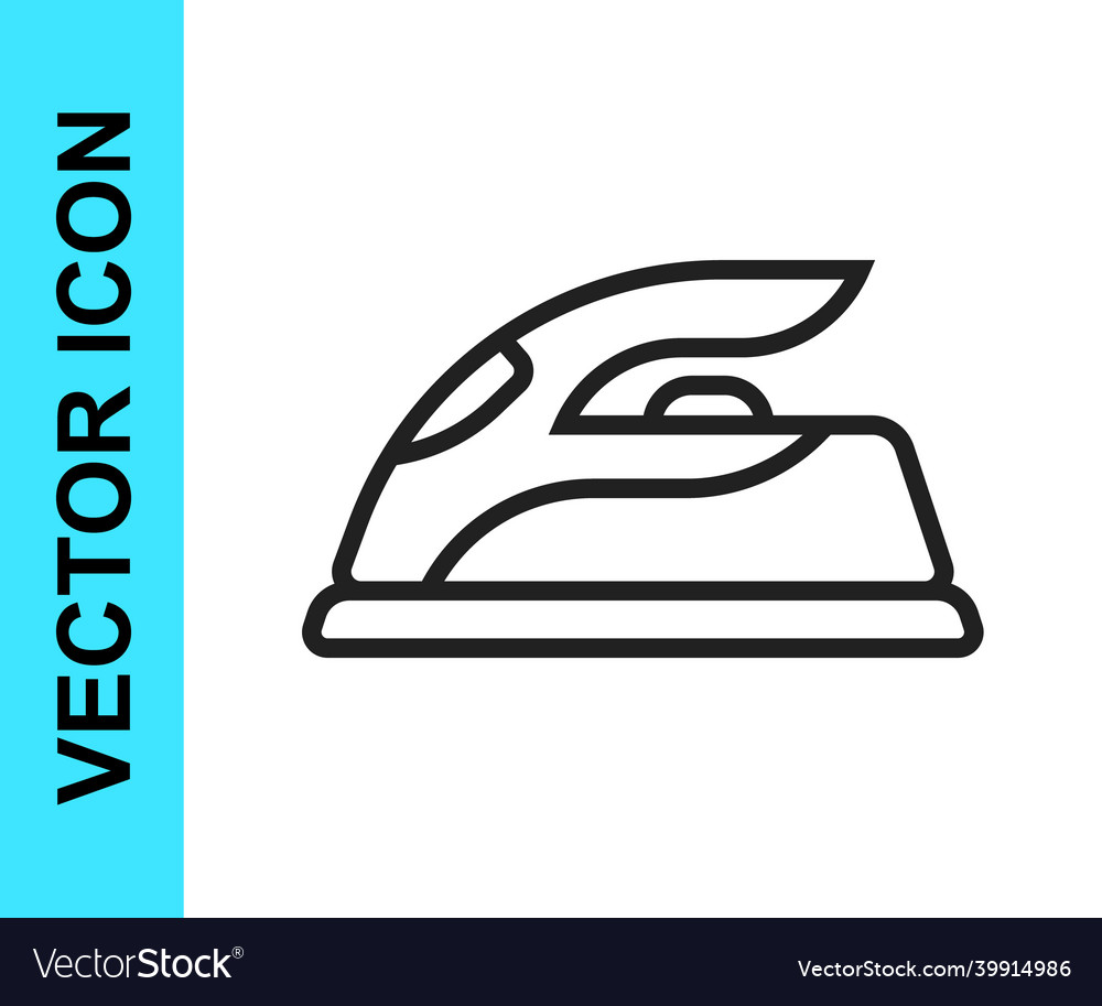 Black line electric iron icon isolated on white