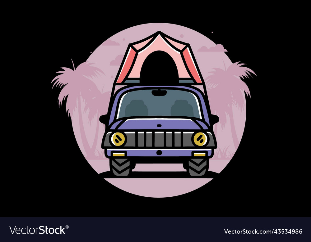 Camping on the roof of car badge design