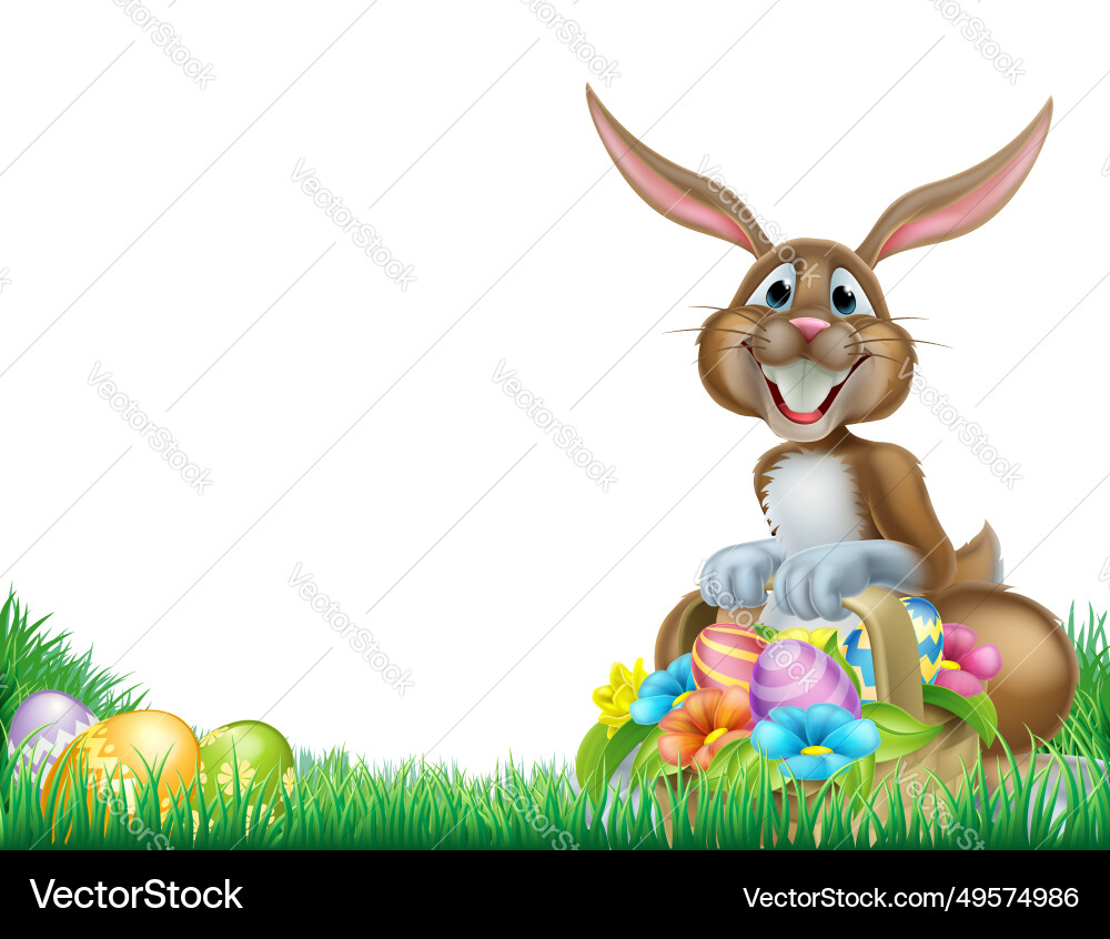 Cartoon easter egg hunt rabbit Royalty Free Vector Image