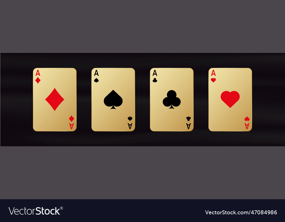 Gold gamble cards with aces