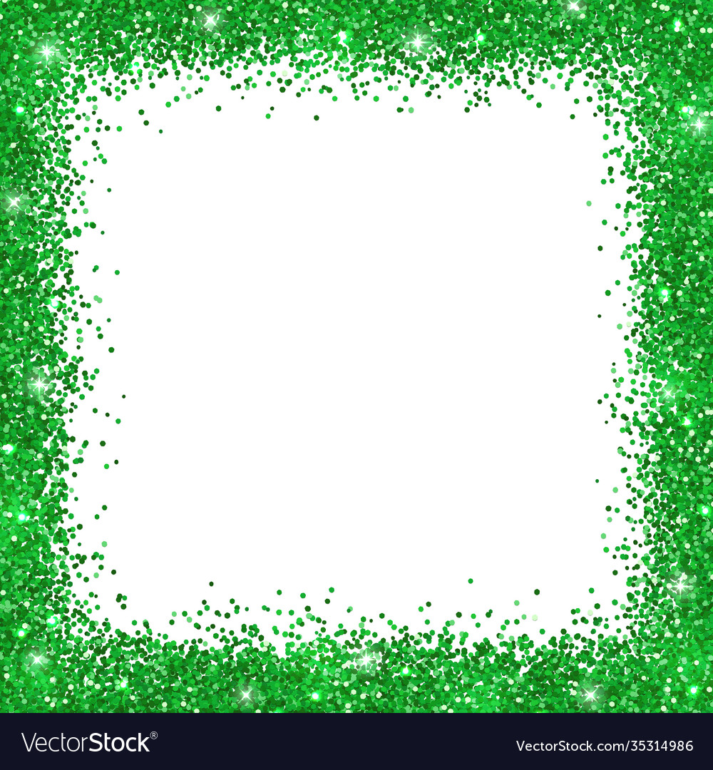 Green Border Frame Green Glitter On White Vector Image