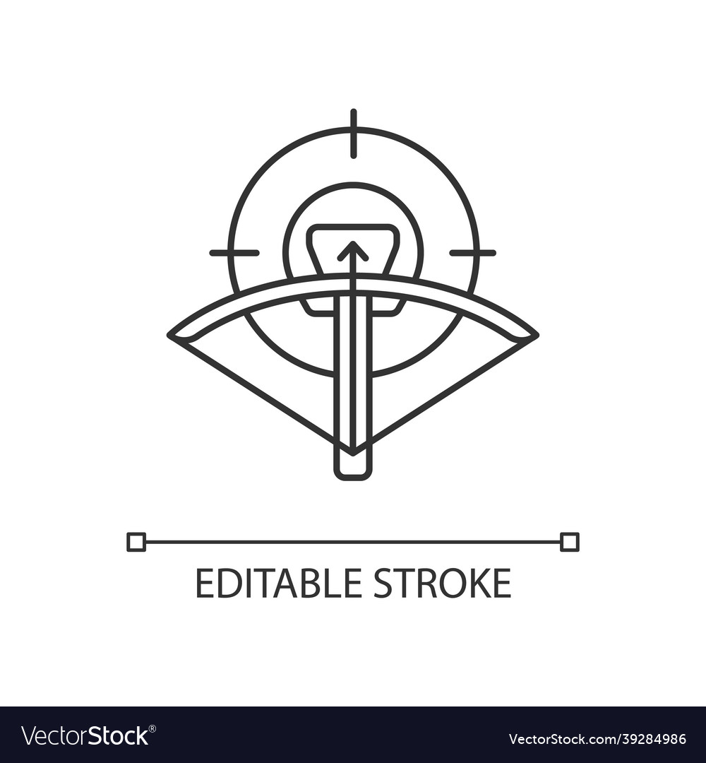 Hunting with crossbow linear icon vector image Hunting with crossbow linear icon