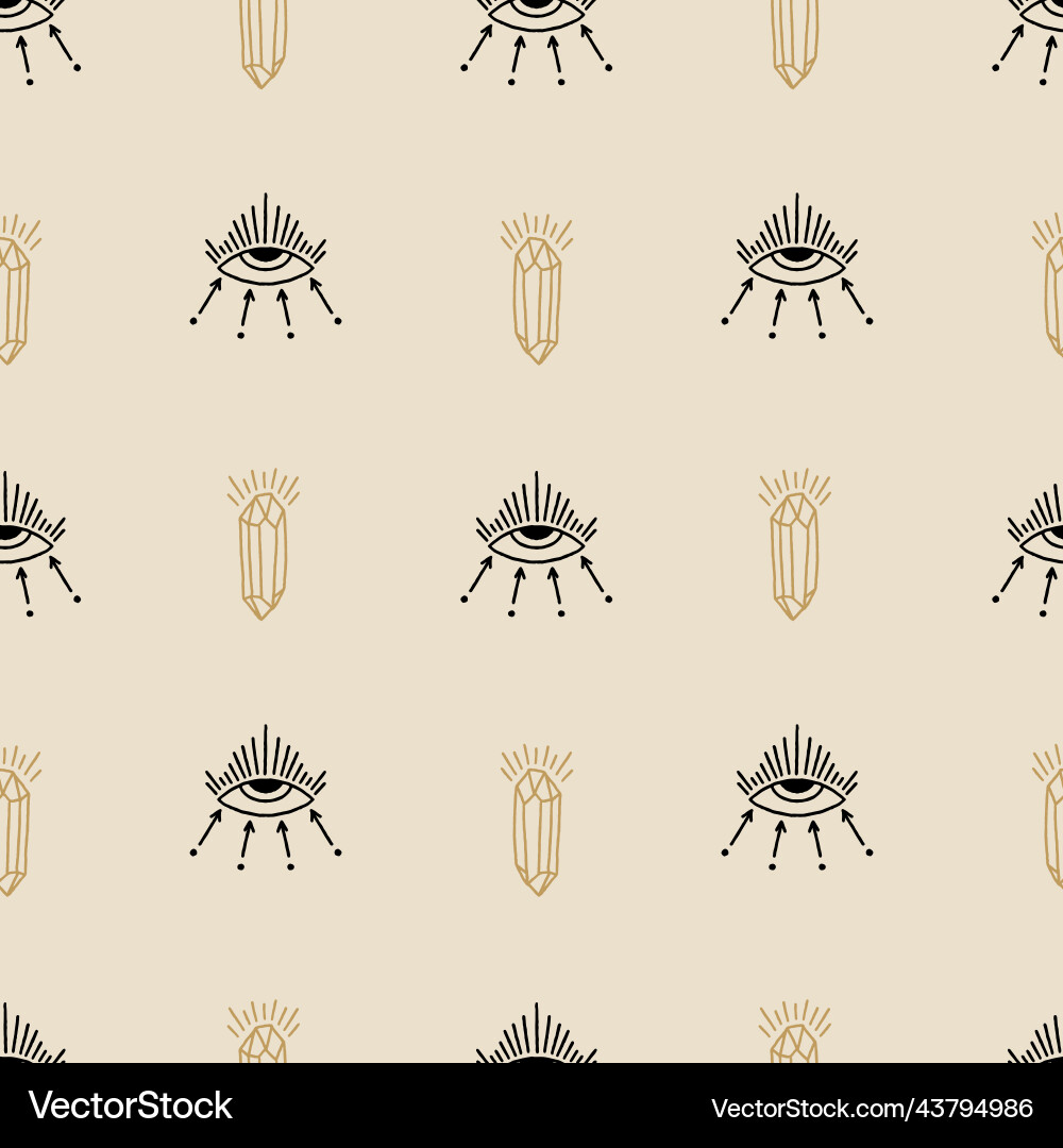 Magic crystals and eyes esoteric and jpg Vector Image