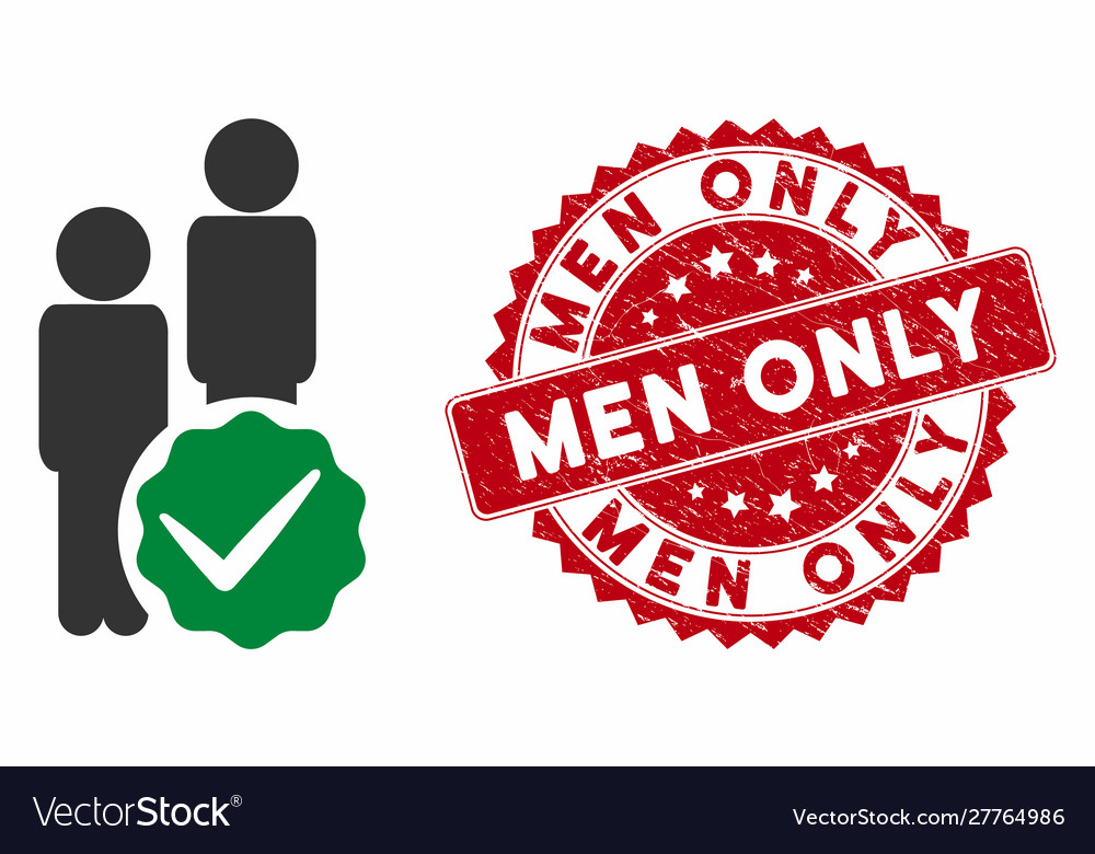 Men only icon with textured stamp Royalty Free Vector Image