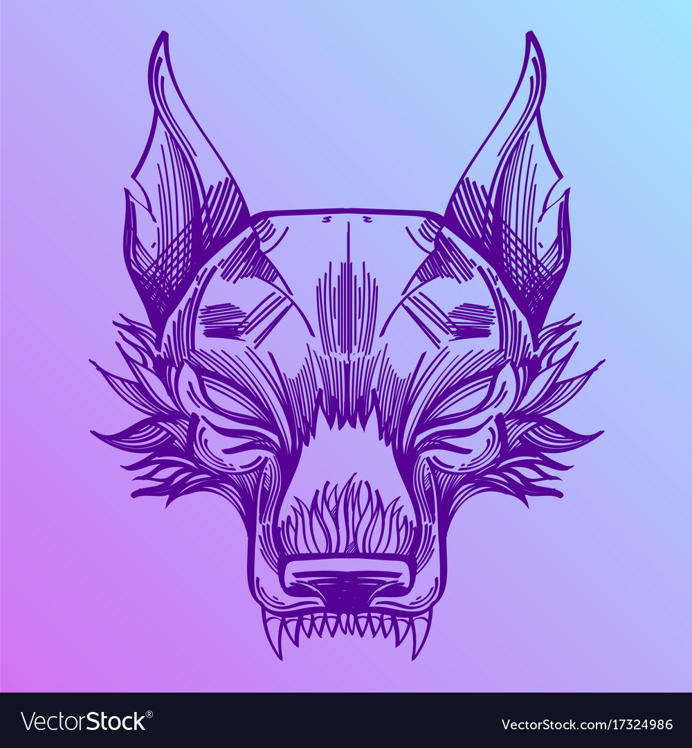 Muzzle of a wolf is an for creating sketches