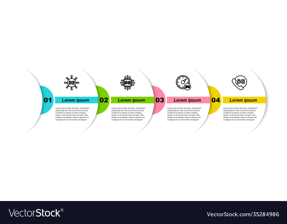 Set line 5g network processor digital speed vector image Set line 5g network processor digital speed