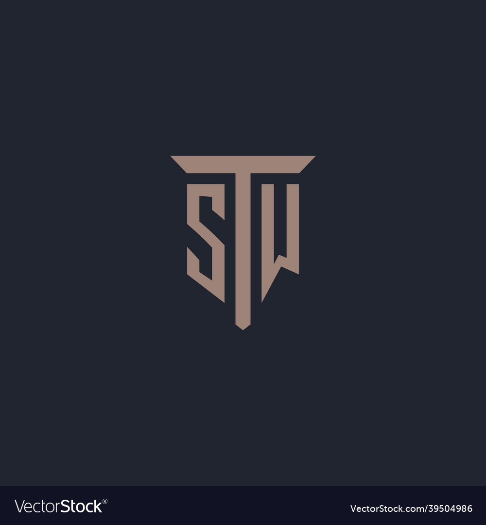 Sw initial logo monogram with pillar icon design