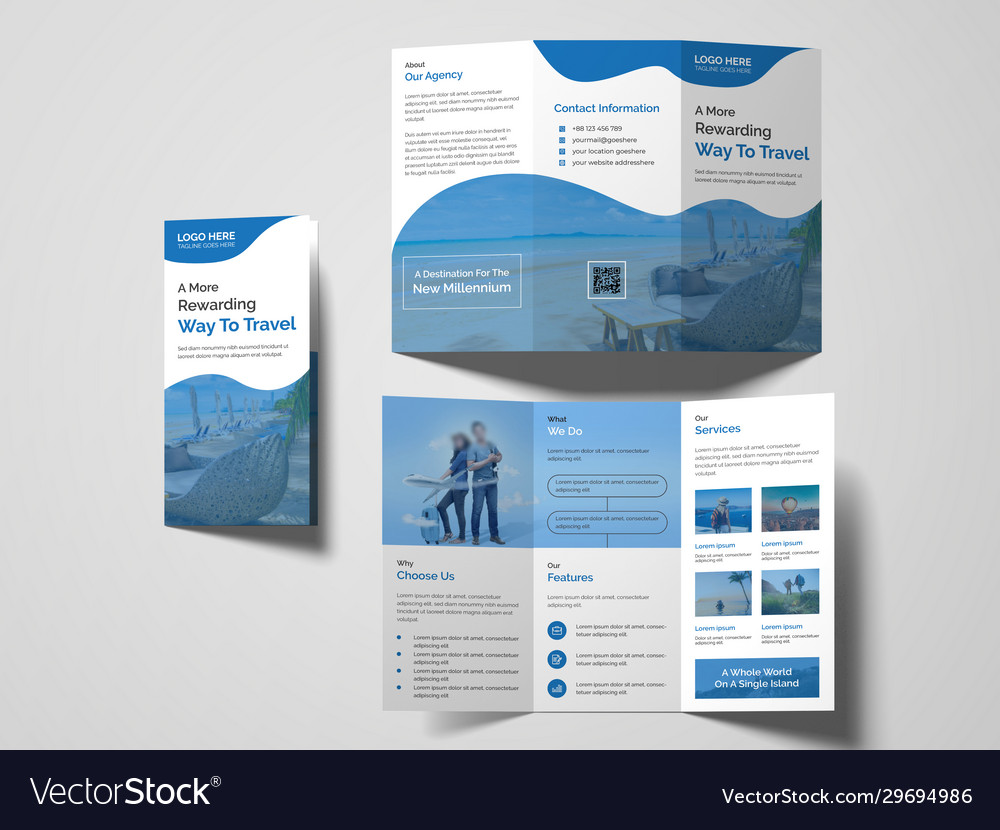 Travel trifold brochure template Royalty Free Vector Image Within Island Brochure Template