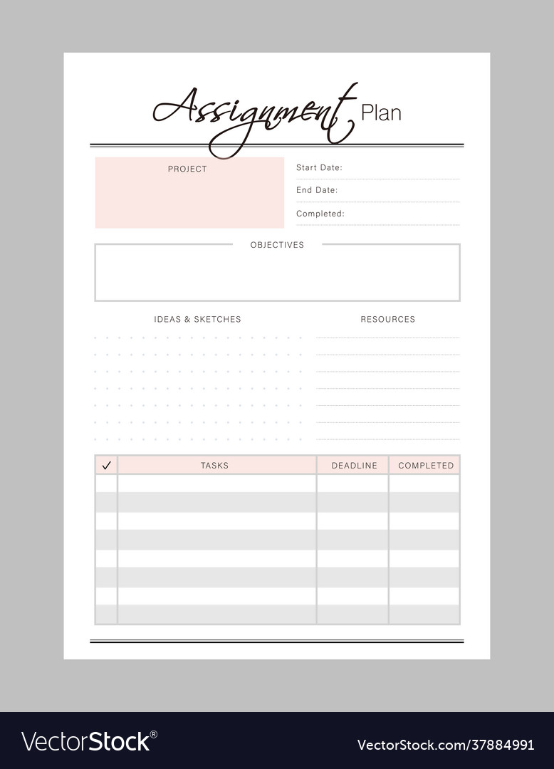 assignment organizer template excel