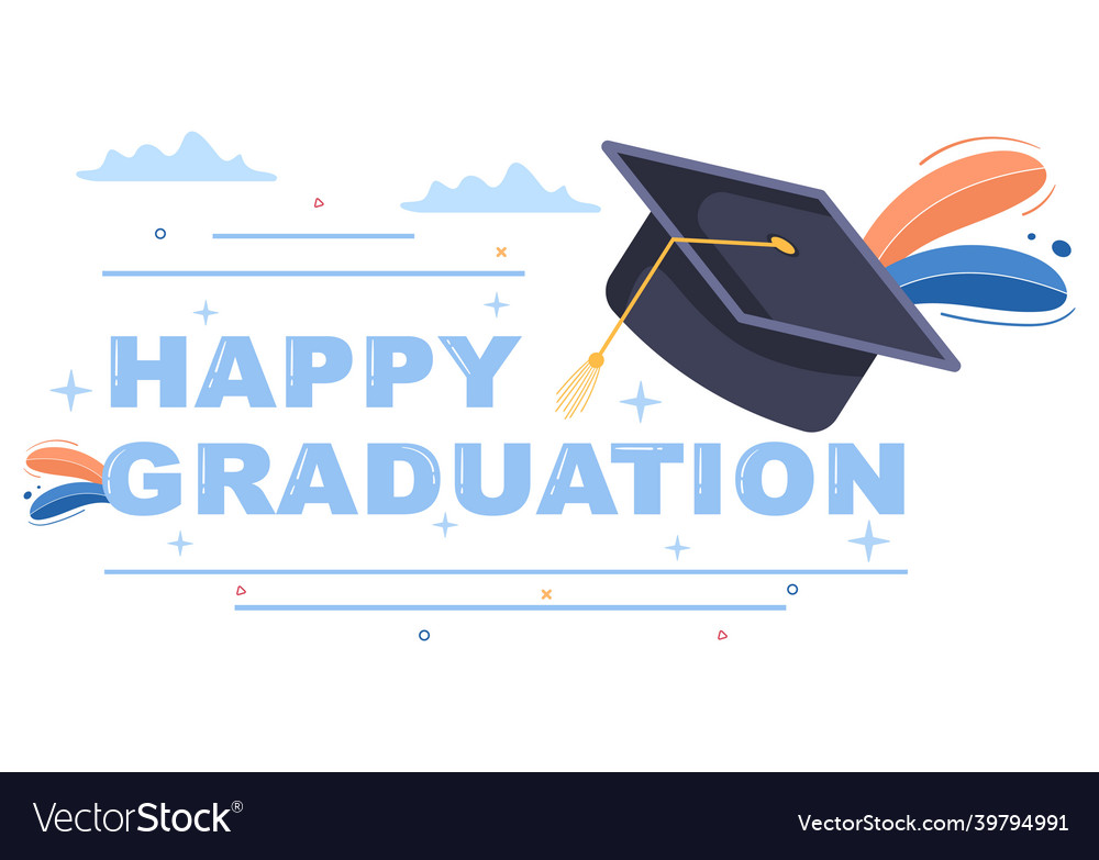 Happy graduation day of students celebrating Vector Image