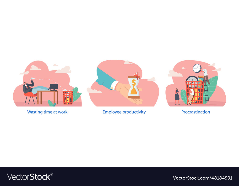 Isolated elements with characters perform employee vector image Isolated elements with characters perform employee