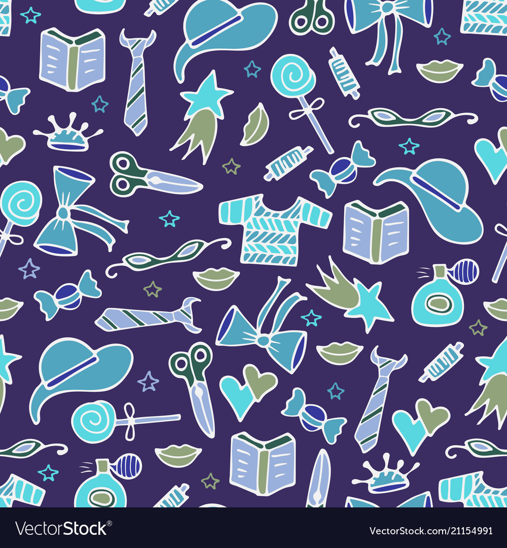 Modern seamless pattern with tools for knitting