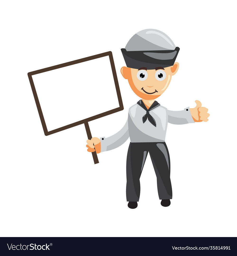 Sailor man with blank board cartoon character