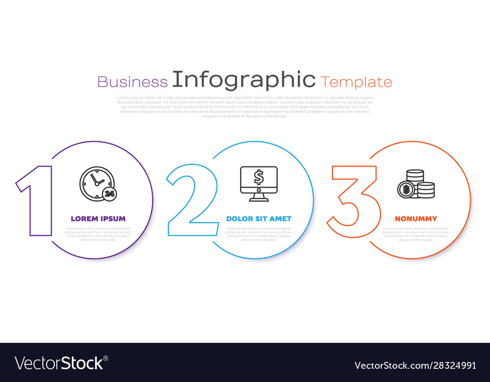 Set line clock 24 hours computer monitor vector image Set line clock 24 hours computer monitor