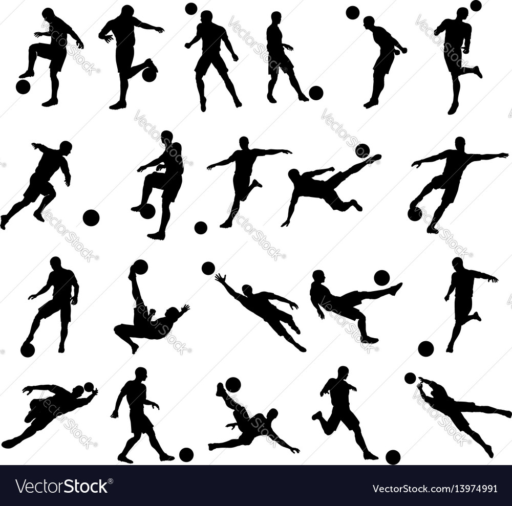 Soccer football player silhouettes vector image Soccer football player silhouettes