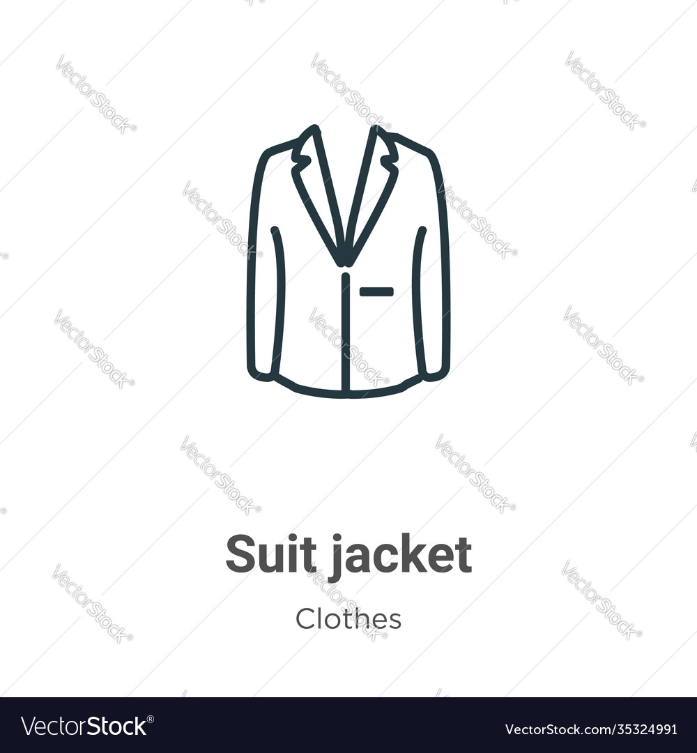 Suit jacket outline icon thin line black